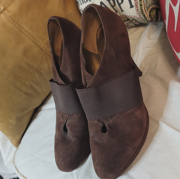 Jessica Simpson women's Heels Booties 8B Brown Suede Stretch - Picture 7 of 9